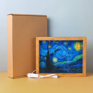 Quadri <span class=keywords><strong>di</strong></span> <span class=keywords><strong>Van</strong></span> <span class=keywords><strong>Gogh</strong></span>, Decorazione Murale, Luce Notturna 3D '<span class=keywords><strong>La</strong></span> <span class=keywords><strong>Notte</strong></span> <span class=keywords><strong>Stellata</strong></span>', Cornice con Effetto Ombra, Regalo Personalizzato - Product Image 6