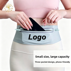 Ceinture de course personnalisée avec logo du fabricant, support de téléphone, sac banane de sport sans couture, étanche, rose, noir, réglable, OEM, Rinoneras - Product Image 2