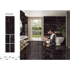 Vistaar Golden Portoro 600x1200mm Luxury Marble Look Glazed Porcelain Floor <b>Tiles</b> - Product Image 1