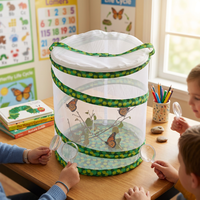 Cage d'élevage de papillons pliable facilement, style pliable à plat, habitat pour insectes, terrarium, conception pop-up, polyester respirant, fermeture éclair