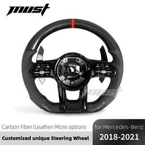 Volant personnalisé en fibre de carbone véritable pour <span class=keywords><strong>Mercedes</strong></span>-Benz, mise à niveau style <span class=keywords><strong>AMG</strong></span> 2018-2023 W167 W205 W213 GT <span class=keywords><strong>63</strong></span> <span class=keywords><strong>Classe</strong></span> <span class=keywords><strong>C</strong></span> <span class=keywords><strong>Classe</strong></span> G GLA - Product Image 2