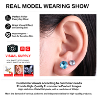 Boucles d'oreilles clous en titane de qualité implant G23 ASTM F136, plaquées or 24 carats, avec zircon cubique noir taillé étoile, dos plat