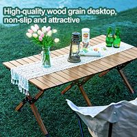 Table de camping rectangulaire en aluminium pliable avec sac de transport – Portable, basse hauteur, facile à assembler pour une utilisation en extérieur