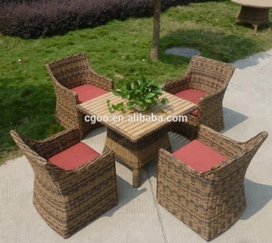 <span class=keywords><strong>Terraza</strong></span> de sillas y mesa de muebles de madera de teca, silla de comedor de mimbre cubo - Product Image 6