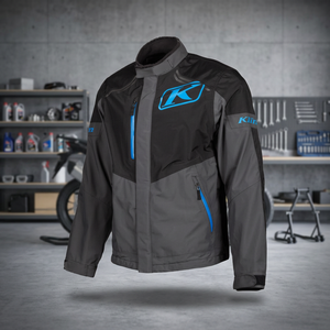 Veste de moto imperméable pour homme Traverse GTX, manches longues, noir, gris, bleu, logo sur le devant, toutes saisons - Product Image 3