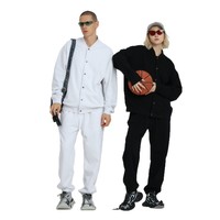 Veste bomber décontractée américaine transfrontalière automne-hiver 2025, épaisseur standard 430g, imprimé délavé, devant uni, streetwear