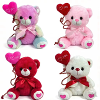 Boneka Teddy Bear Hari Valentine 30cm, Hewan Boneka Plush, Hadiah Romantis dengan Hati 'I Love You', Grosir, OEM