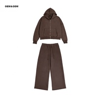 Ensemble décontracté pour homme en molleton, sweat à capuche uni, coupe ample, pantalon large, confortable, deux pièces, pour l'automne