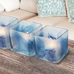 Porte-bougie carré en verre peint en bleu, <span class=keywords><strong>plusieurs</strong></span> couleurs, fait main pour la décoration de mariage et de la maison, 6*6*6cm - Product Image 4