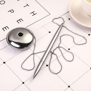 Metal Hotel Front Desk Signature <b>Pen</b> Bank Counter <b>Ballpoint</b> <b>Pen</b> with Metal Chain - Product Image 2