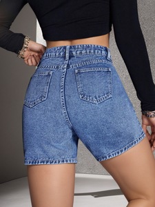 Shorts en jean vintage non élastiques, personnalisés, style européen et américain, pour femmes, amples et décontractés - Product Image 3