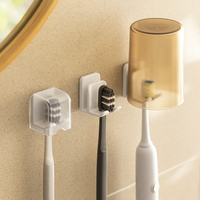 Support mural pour brosses à dents en plastique, sans perçage, avec couvercle anti-poussière, étanche et écologique, pour salle de bain et brosses à dents électriques