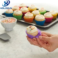 Moules à muffins et cupcakes ronds en silicone de qualité alimentaire, résistants à la chaleur, réutilisables, couleur personnalisée, vente en gros, pour la pâtisserie.