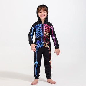 Ropa de descanso Pijamas de vacaciones <span class=keywords><strong>Esqueleto</strong></span> Halloween Impreso Con capucha Fiesta de Halloween Ropa de dormir para la familia - Product Image 6