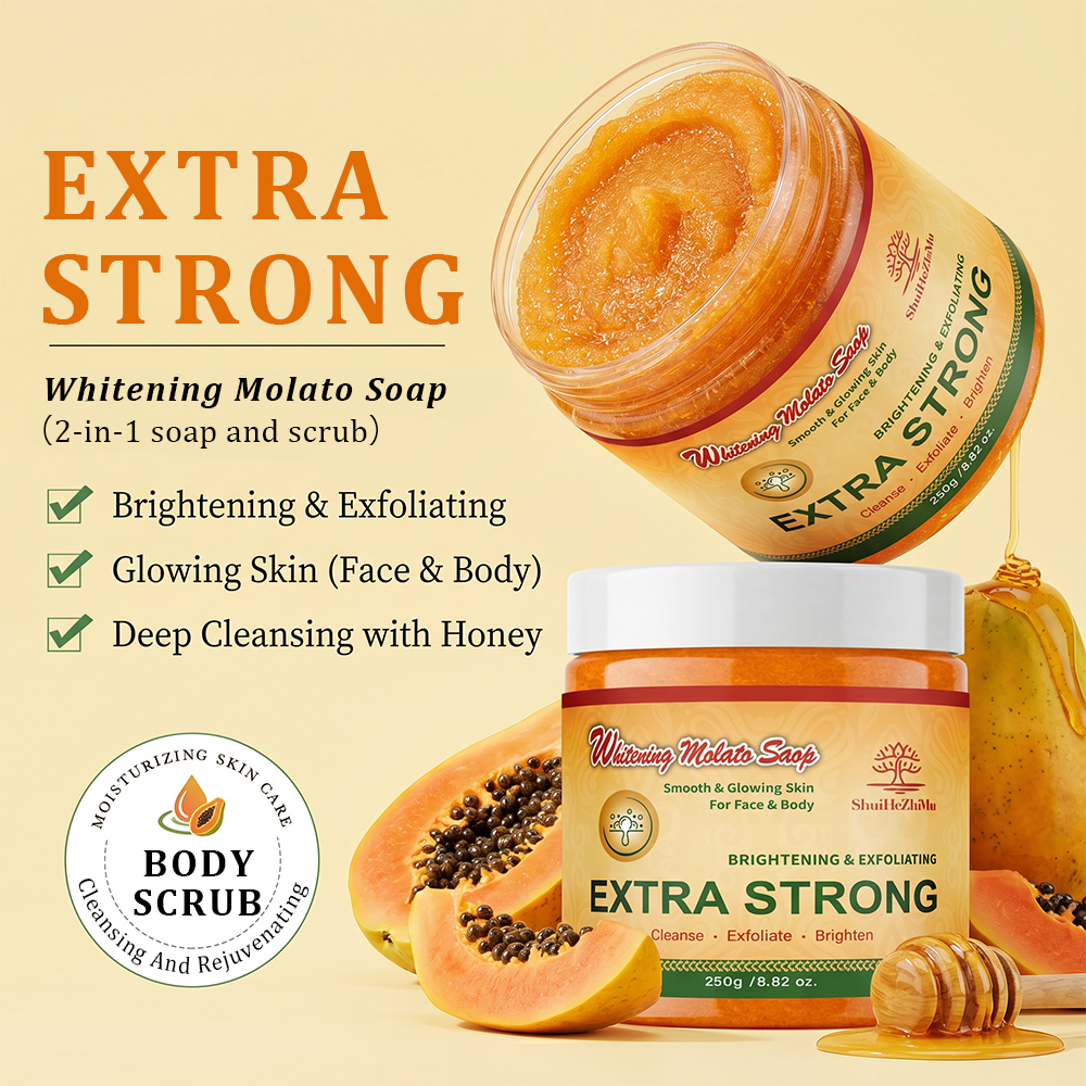 glutathione arbutin kojic acid face soap Private Label Alpha Molato Scrub 250g OEM Skin Whitening 2in1 Exfoliating Body Scrub OEM DSIP 10mg — Third-Party