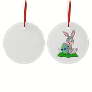 Sublimation White Round <b>Glass</b> <b>Ornament</b> Blanks Custom Christmas Tree Clear Crystal Pendants 90X3mm Hanging - Product Image 3