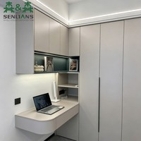 Ensemble de bureau suspendu intégré moderne SLS, armoire de rangement modulaire pour chambre à coucher, placard personnalisé avec éclairage LED