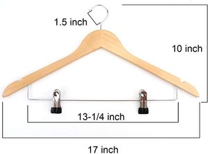 Vente en gros, prix bas, échantillon gratuit, cintres en bois pour vêtements d'enfants avec crochet chromé et design multifonctionnel - Product Image 4