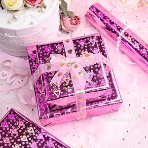 Beautiful and romantic pink holographic iridescent metallic hearts foil <b>wrapping</b> <b>paper</b> for Valentine's Day and wedding - Product Image 3