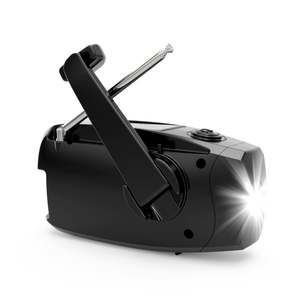 Cargador de Teléfono Elanby con Banco de Energía de 2000 mAh, Manivela, Linterna LED, Radio Meteorológica AM/FM NOAA, Pantalla Digital Portátil - Product Image 4