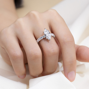 Bague en or blanc 14 carats avec diamant de laboratoire Messi Jewelry MSR-2009 pour femme - Product Image 5