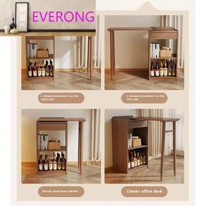 Table de bar rétractable moderne en bois massif pour petits appartements de luxe, salons ouverts, balcon, café et loisirs - Product Image 5