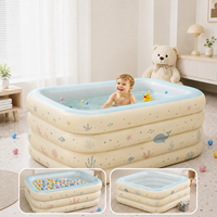 Piscine gonflable rectangulaire pour enfants avec parois en PVC à chambres d'air superposées de 0,30 mm pour jeux aquatiques intérieurs à la maison, impression personnalisée