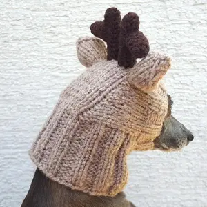 Y-Z собака оленей снуд Рождество Собака шапка ручной вязки домашних питомцев, одежда шляпы собака шляпа