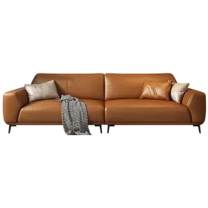 Living Room Brown Set Sofá Microfibra Tecido Canape Bangladesh Chaise Lounge 2 3 Seater Sofá De Couro