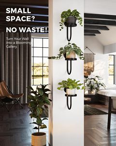 Support mural <span class=keywords><strong>carré</strong></span> en <span class=keywords><strong>métal</strong></span> thermolaqué pour plantes d'intérieur, étagères de fenêtre, installation facile pour salon et balcon - Product Image 5