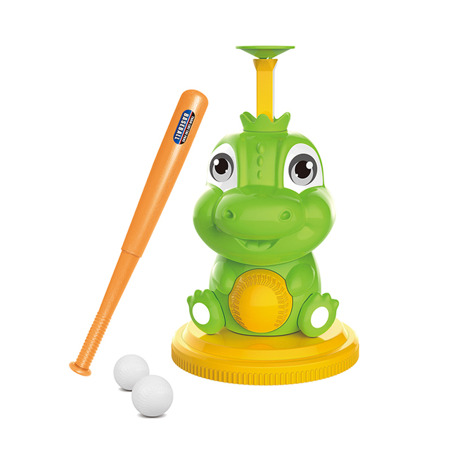 Brand Durable Plastic Cartoon Dinosaur Baseball Pitching Machine Indoor/Outdoor Training Equipment Sports Toys Kids Ages 5-7