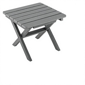 Treeents Grey <b>Foldable</b> Outdoor Dining <b>Table</b> HDPE Weather Resistant Modern Design for Villa & Park-Outdoor Furniture - Product Image 2