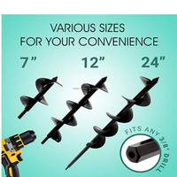 Bor Spiral gurdi taman Auger, mata bor Spiral 4X12 ", lubang pos, perlengkapan bor bor dengan anti-selip 3/8" Hex Drive