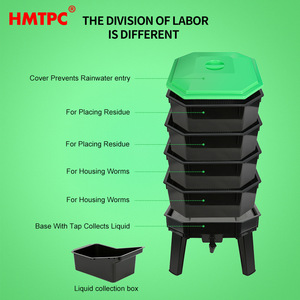 Bac à compost HMTPC, ensemble de 3 pièces avec plateau pour l'aide au jardinage - Product Image 4
