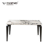 Table à manger moderne et minimaliste avec plateau en marbre stable, 6 places, pieds en bois massif pour appartement et villa, meubles de maison
