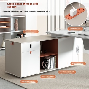 Haute qualité 1.8 mètres bureau moderne patron pour bureau 100% panneau bois établi <span class=keywords><strong>Orange</strong></span> avec Design féminin - Product Image 5