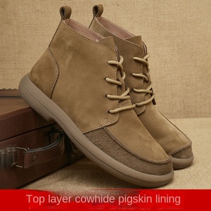 Bottes pour hommes de style britannique, rétro, à lacets, bottines et chaussures en cuir véritable souple pour l'automne et l'hiver - Product Image 3