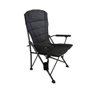 WOQI chaise de pêche en fer pliable moderne porte-gobelet stockage d'appâts accoudoirs rembourrés base étanche meubles d'extérieur pour jetée - Product Image 1