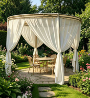 Pavillon en acier thermolaqué de fabrication directe avec moustiquaire en treillis diamanté, Gazebo de jardin moderne et luxueux, Aire ombragée pour patio