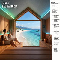 Grande Cabine de Sauna Intérieure Commerciale pour Hôtels et Salles de Sport, avec Système de Chauffage Double Bois-Électrique en Option et Aménagement de Bancs Intérieurs Personnalisable