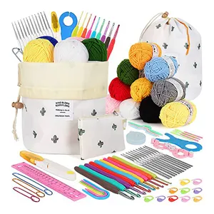 Wholesale Yarn Craft Crochet Sewing Hooks 64pcs Crochet Tools And Yarn Kit For Beginner