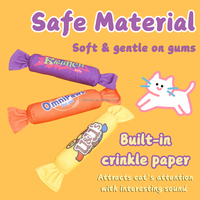 Jouet interactif durable pour chat en toile au design bonbon avec herbe à chat et papier froissé intégré pour les poussées dentaires
