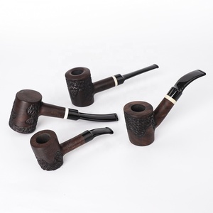 Nhiều loại tẩu thuốc lá bằng gỗ chạm khắc thủ công, hình dạng khác nhau, tẩu thuốc bằng gỗ mun, logo tùy chỉnh - Product Image 3