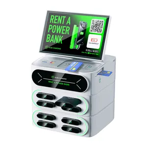 8 Slot OEM Touch-screen Integrated Stackable Sharing Power Bank Rental Station Vending Machine Cell Phone Charging Station Kiosk
