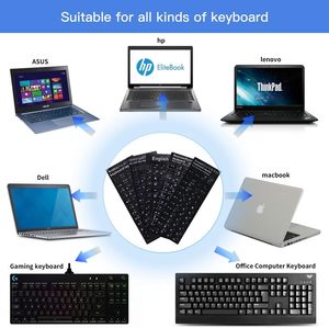 Autocollants de clavier hébreu, fond noir avec lettres bleues, autocollant de remplacement pour clavier d'ordinateur portable, PC, ordinateur de bureau - Product Image 5