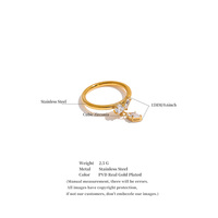 Bague tendance JINYOU 8910 en acier inoxydable plaqué or PVD, avec zircon cubique en forme de goutte d'eau, pour femme