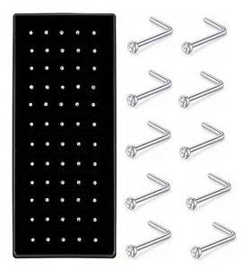 Đóng Hộp 60-Mảnh Hỗn Hợp 1.8Mm Cơ Thể Thép Không Gỉ Đồ Trang Sức L-Hình/Kim Cương-Studded Mũi Studs Với Hộp - Product Image 2