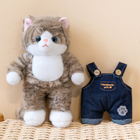 Peluche chat mignon avec salopette en jean, jouet en peluche doux, logo personnalisé, cadeau d'anniversaire pour filles, vente en gros