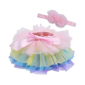 Feestartikelen Kids Verjaardag Zoete Bloem Hoofdband Ballet Bubble 0-3T Baby Meisjes Tutu Pettiskirt Rode RTTD-001