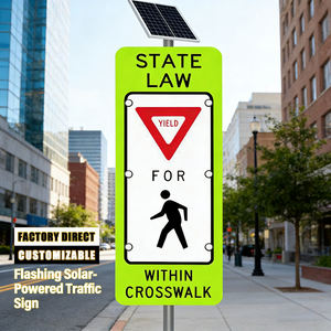 Feu de signalisation à impression UV personnalisable 3M 12 pouces Film réfléchissant de qualité diamant Panneau d'arrêt pour piétons à LED clignotante solaire - Product Image 1